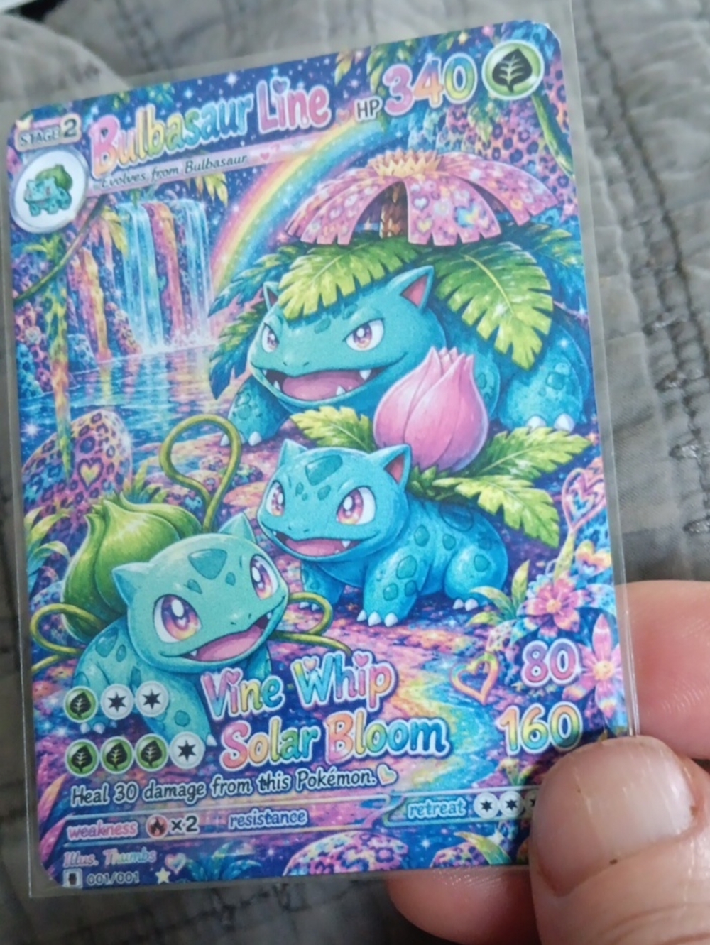 Bulbasaur Line Collector Art Print Card - Blue/Green